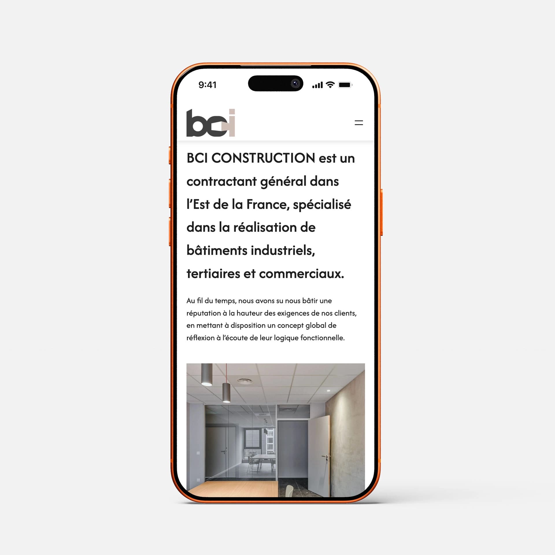 Mockup iPhone BCI Construction - Accueil
