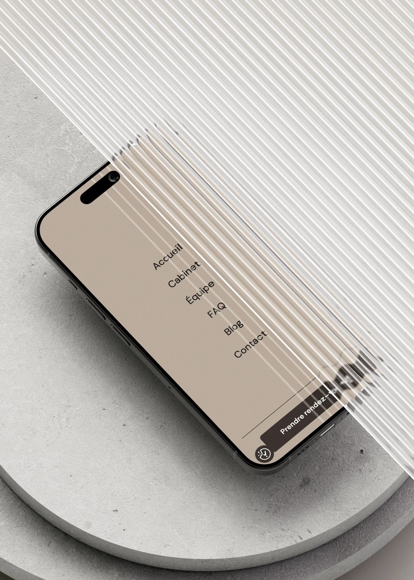 Mockup iPhone Cabinet Dentaire de la Paix - Menu