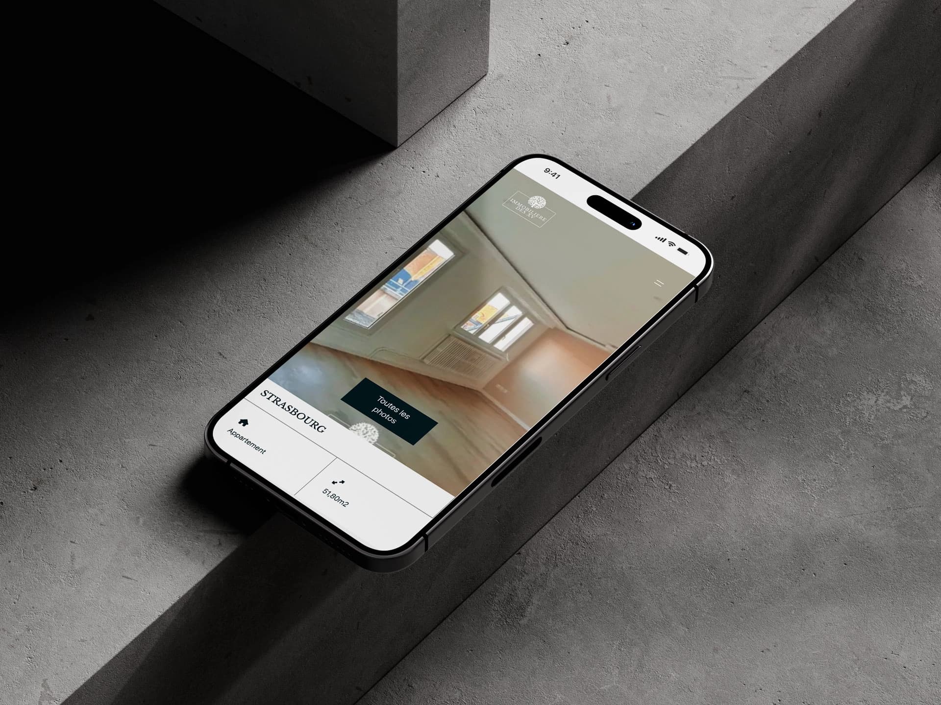 Mockup iPhone Immobilière des XV - Produit